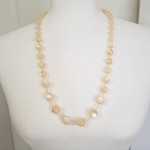 Elegant Cream/Yellow Beaded Necklace
